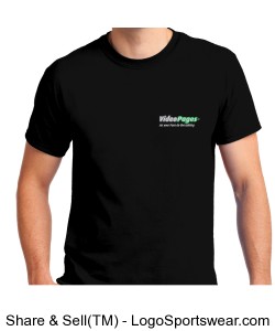 VideoPages (His/Hers) Black T-Shirt (1) Logo - Logo on Left Chest Area. Design Zoom